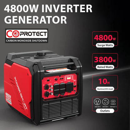 Generador Inverter PowerSmarts 4500W con Alerta CO